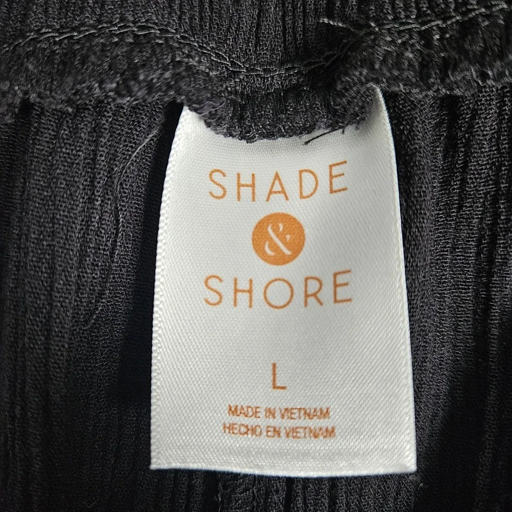 Shade & Shore Women's Large Swim Cover Up Pants Wide Leg Side Slit Boho Black